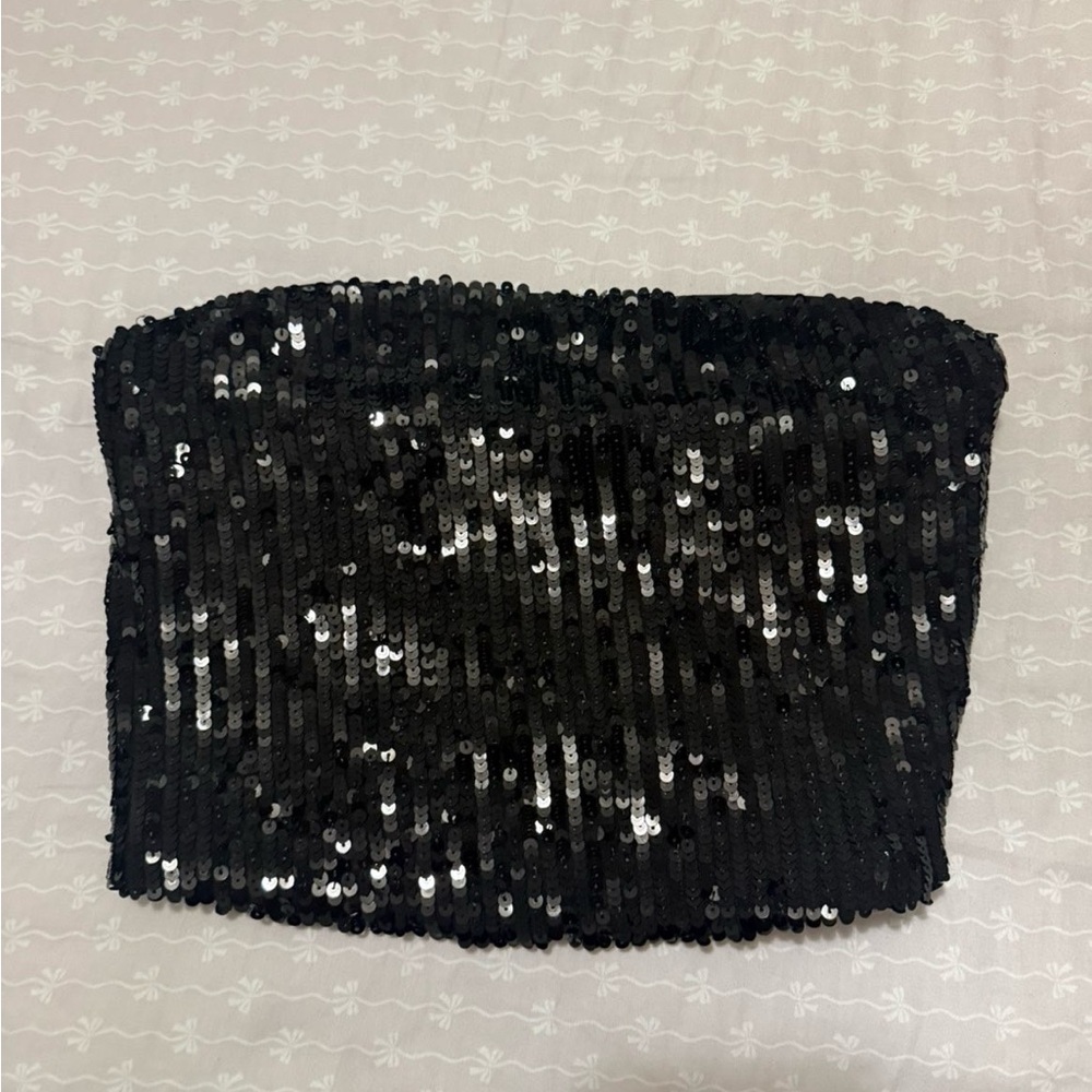 Black Sequin Tube Top